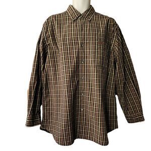 Carhartt Button Down Shirt Men's Large Yellow & Black Plaid Pocket Long Sleeves